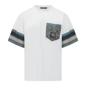 Dolce & Gabbana T-Shirts, male, White, Size: 2XL T-Shirt MC Giro
