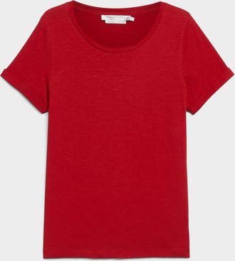 Contemporaine Womens Cuffed-sleeve organic cotton T-shirt