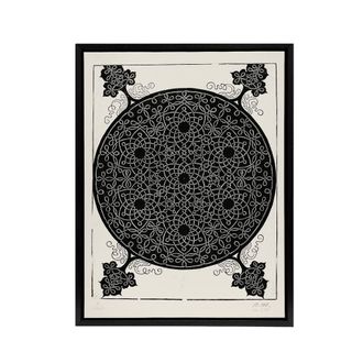 Artery8 Knob with seven hexagonal stars Durer Framed Canvas Wall Art Print in White | Size: W24 x H32