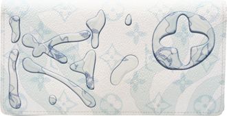 Louis Vuitton Blue White Coated Canvas Leather Long Wallet (Bi-Fold) (Pre-Owned)