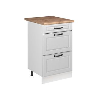 Vicco Mueble Bajo De Cocina R-line, Blanco Casa De Campo/blanco, 50 Cm Encimera Roble Dorado, Vicco