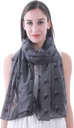 Lina & Lily Rottweiler Dog Print Womens Large Scarf Shawl (Dark Grey)(Size: 180cm x 90cm)