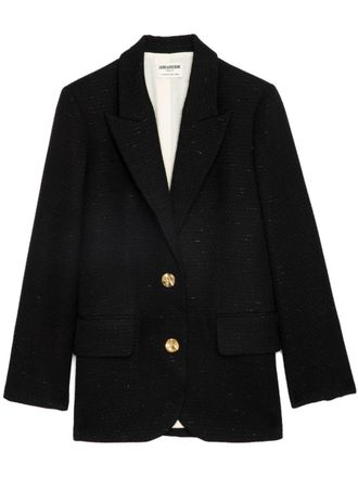 Zadig&Voltaire Tweed blazer met enkele rij knopen - Zwart