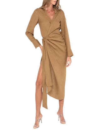 Just Bee Queen Fernanda Wrap Dress In Ginger
