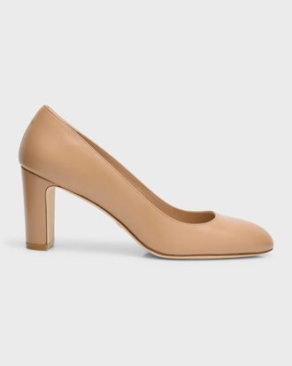 Stuart Weitzman Womens Stuart Weitzman Vida Pump Beige Leather Stiletto Heel HTAT551