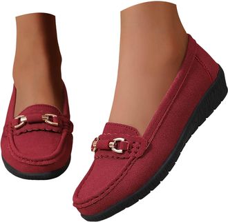 Generic Shoes for Women UK,Women Leather Loafer Shoes,with Arch Support Fashion Lightweight Breathable Slip On Flat Loafers,Light Weight Round Toe Business Wa