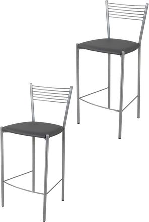 Tommychairs Tommychairs 2 Taburetes Elegance En Acero Aluminio Asiento Polipiel Gris Oscuro
