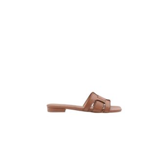 Bibi Lou Sliders, female, Brown, Size: 6 US Flat Leather Slide