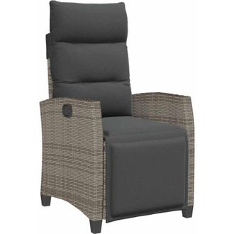 vidaXL Vidaxl - Sedia Reclinabile da Giardino con Tavolino Grigio Polyrattan