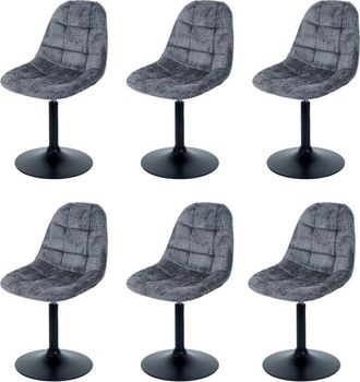 Hhg Hhg - Lote De 6 Silla De Comedor 837, Silla De Cocina Silla Giratoria, Acero Mvg Tela/textil Chenilla (465g/m&sup2;), Gris Oscuro
