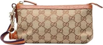 Gucci Pre-owned Clutches, female, Brown, Size: ONE SIZE Pre-owned Canvas Clutch