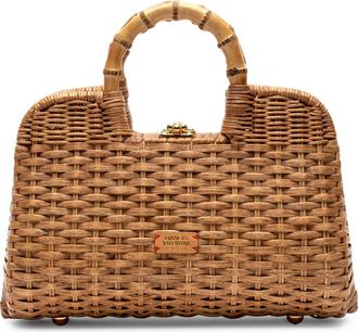 Frances Valentine Buzzy Woven Wicker Top Handle Bag in Toast at Nordstrom