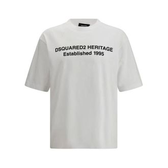 Dsquared2 T-Shirts, male, White, Size: 2XL Cotton T-Shirt with Classic Design