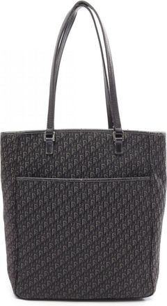 Dior Black Canvas Leather Handbag Tote Bag (Pre-Owned)