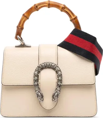 Gucci Borsa a tracolla Dionysus mini in pelle e bambù con decorazione Web 2016-2025 - Bianco