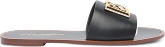 Dolce & Gabbana DG-logo leather sandals - women - Calf Leather/Calf Leather/Calf Leather - 35.5 - Black