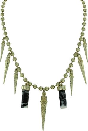 Olivia Welles Gold Plated Alternating Icicle Beaded Statement Necklace in Gold /Black /White at Nordstrom Rack