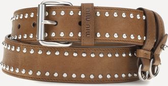 Miu Miu Studded suede Belt Female 90