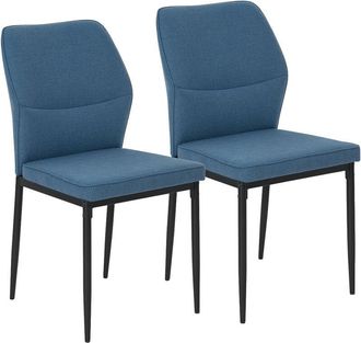 HOMCOM Set of 2 Dining Chairs with Curved Back Padded Seat for Kitchen Blue - Homcom