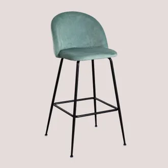 Sklum Sklum - Taburete Alto En Terciopelo Kana Design Verde Abeto Negro