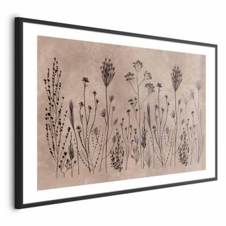 OEM P&oacute;ster - Flores Silvestres - Plantas Negras Sobre Fondo Encalado