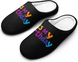 Generic Its My Birthday Mens Slippers Comfortable And Non-slip Cotton Slipper Shoe for House