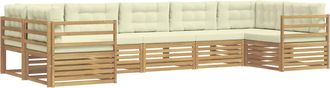 vidaXL Conjunto De Sof&aacute;s De Exterior 7 Uds. Blanco Y Crema Poli&eacute;ster Vidaxl