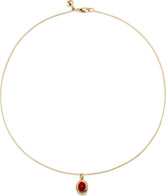 Monica Vinader Birthstone Locket Necklace in 18Ct Gold Vermeil /Red Onyx at Nordstrom