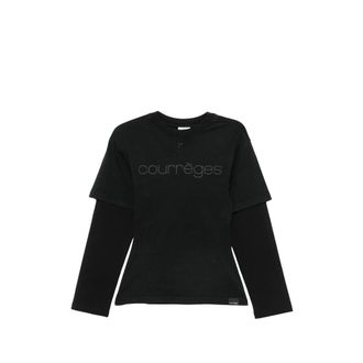 Courr&egrave;ges Logo-embroidered Layered T-shirt