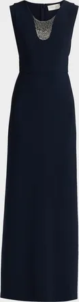 Sachin & Babi Natalie Embellished Stretch-Crepe Scoopneck Gown