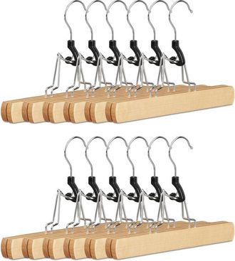 Relaxdays Percha Para Pantalones De Madera, Pack De 72 Pinzas Para Faldas Y Pantalones, Hxlxp: 17 X 25 X 2,3 Cm, Natural
