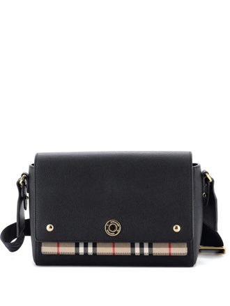 Burberry Note Leather with Vintage Check Canvas Medium crossbody bag - Black