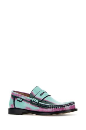 Loewe Womens Multicolor Leather Campo Loafers Mintpinkforestgreen Mocassini