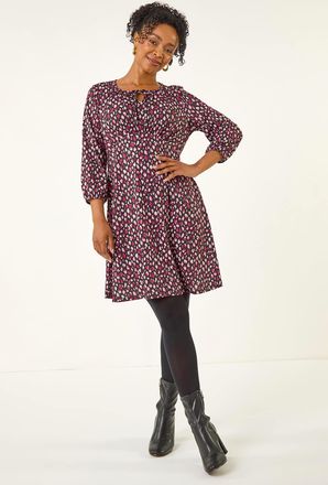 Roman Spot Tie Front Dress