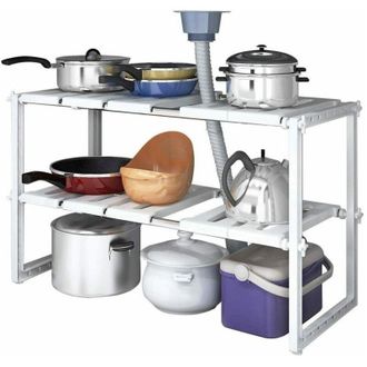 Trade Shop Trade Shop - Scaffale Sotto Lavabo Cucina 2 Ripiani Salvaspazio Regolabile 38x26x50-70cm 5818