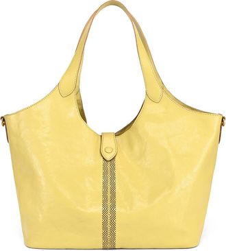 OLD TREND Marigold Genuine Leather Spacious Refined Carryall Tote in Lemon at Nordstrom