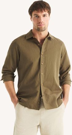 Nautica Mens Linen Shirt