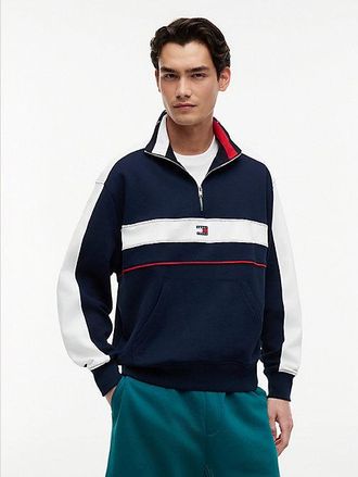 Tommy Hilfiger Colour-Blocked Quarter-Zip Relaxed Sweatshirt