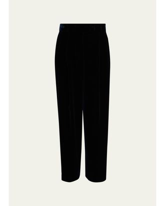 Giorgio Armani Velvet Silk-Blend Pleated Pants