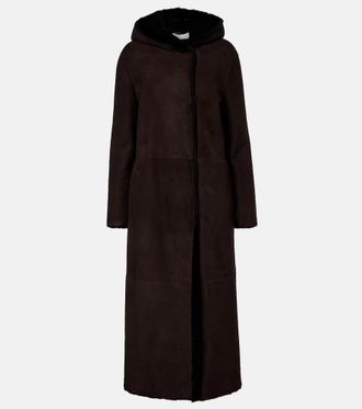 The Row Anaya hooded shearling-trimmed suede coat