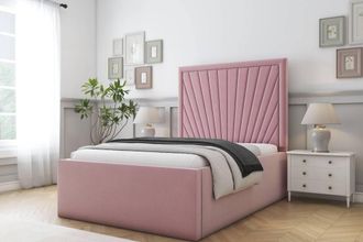Comfort Beds Kensington Plush Bed Frame - 50 Upholstered Headboard in Pink | Size: Single