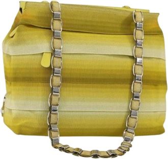 Ferragamo Pre-owned Shoulder Bags, female, Yellow, Size: ONE SIZE Pre-owned Canvas Shoulder Bag