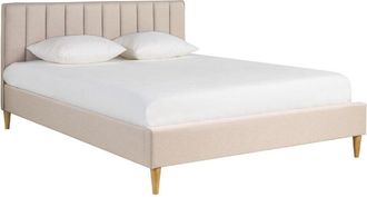 Miliboo Cama 2 Plazas 160 X 200 Cm De Tela Beige Diane