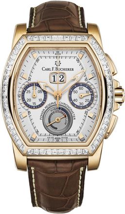 Bucherer Patravi Chronograph Automatic Day-Night Diamond Silver Dial Mens Watch 00.10615.03.13.12