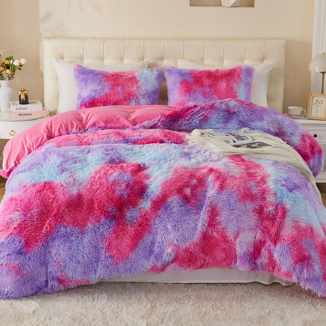 Emme Plüsch Bettwäsche Set 220x240cm Biber Flauschige Bettdecke Set für Bett Shaggy und Plüsch weiche Bettwäsche Bettbezüge und 2 Kissenbezug 80x80cm, Schw ab 57,79 €