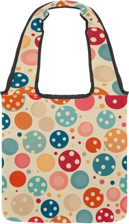 Generic Fun Colorful Balls Reversible Canvas Shoulder Tote - Double-Sided Print, 12oz Cotton, 27cm Drop, Fold-Flat Bag for Travel, Shopping, Street Outings