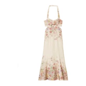 Twinset Midi Dresses, female, Multicolor, Size: M Printed Cut-out Midi Dress