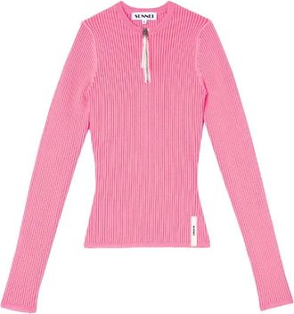 Sunnei Folded Top - Dames - Longsleeves - Roze - S - Polyester - Tops