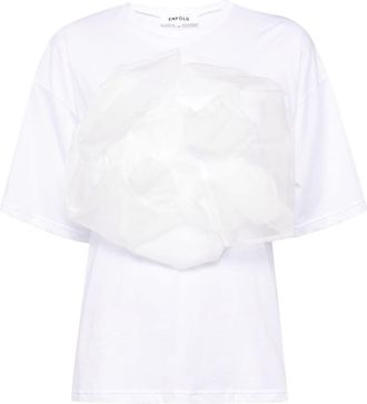 Enfold floral-appliqué T-shirt - women - Cotton - 40 - White