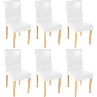 Hhg Set 6x sedie Littau ecopelle soggiorno cucina sala da pranzo 56x43x90cm bianco piedi chiari